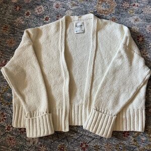 Abercrombie & Fitch Ivory Open-Front Knit Cardigan
